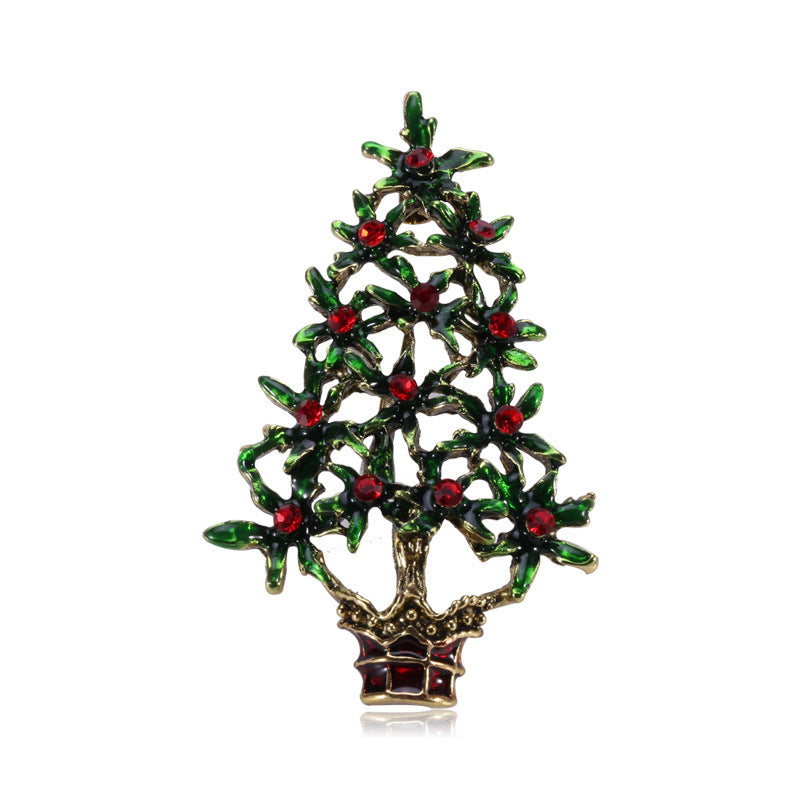 Green Christmas tree brooch with festive holiday styling Main image