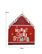 Green festive chair cover with printed letters for Christmas home styling