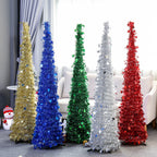 Festive red Christmas tree garland with decorative bow for holiday home decor