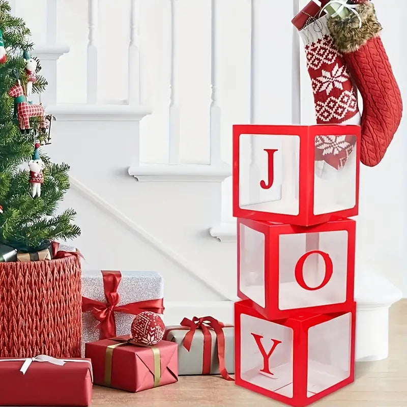 Christmas balloon box set of three in traditional red for festive decoration