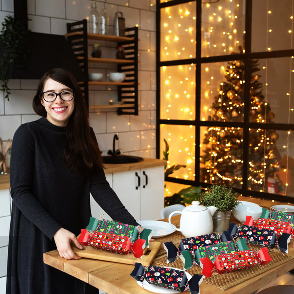 Green paper candy box shaped as a Christmas tree for festive favors