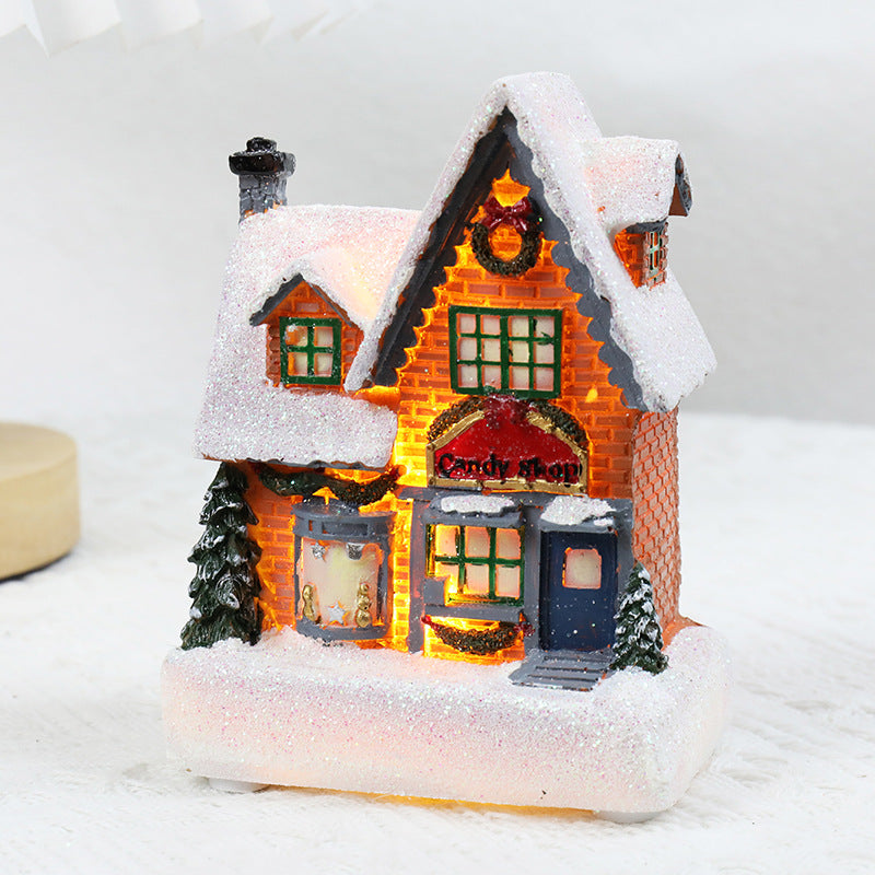 Small house Christmas ornament with gentle glow