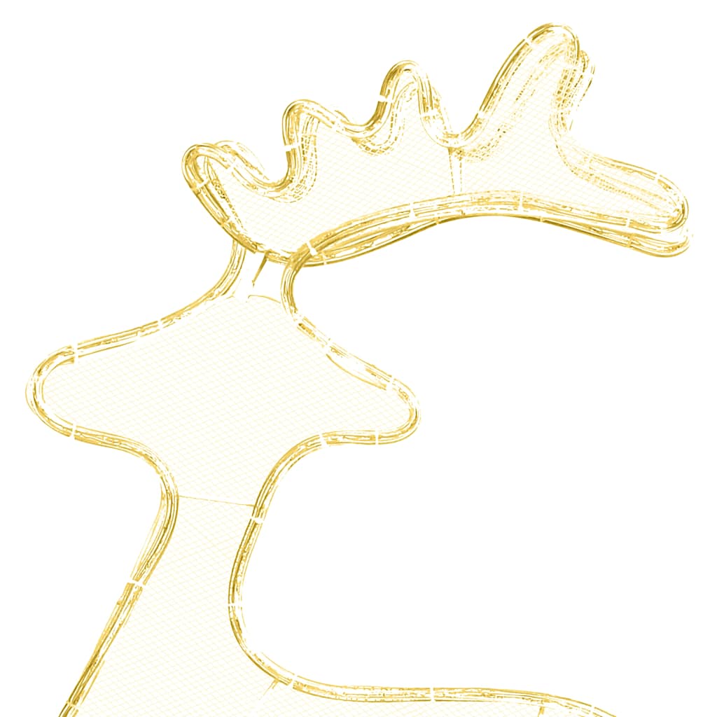 Mesh reindeer holiday decoration featuring 306 warm white LEDs on steel frame