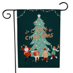Christmas garden flag with Santa Claus motif for outdoor seasonal display