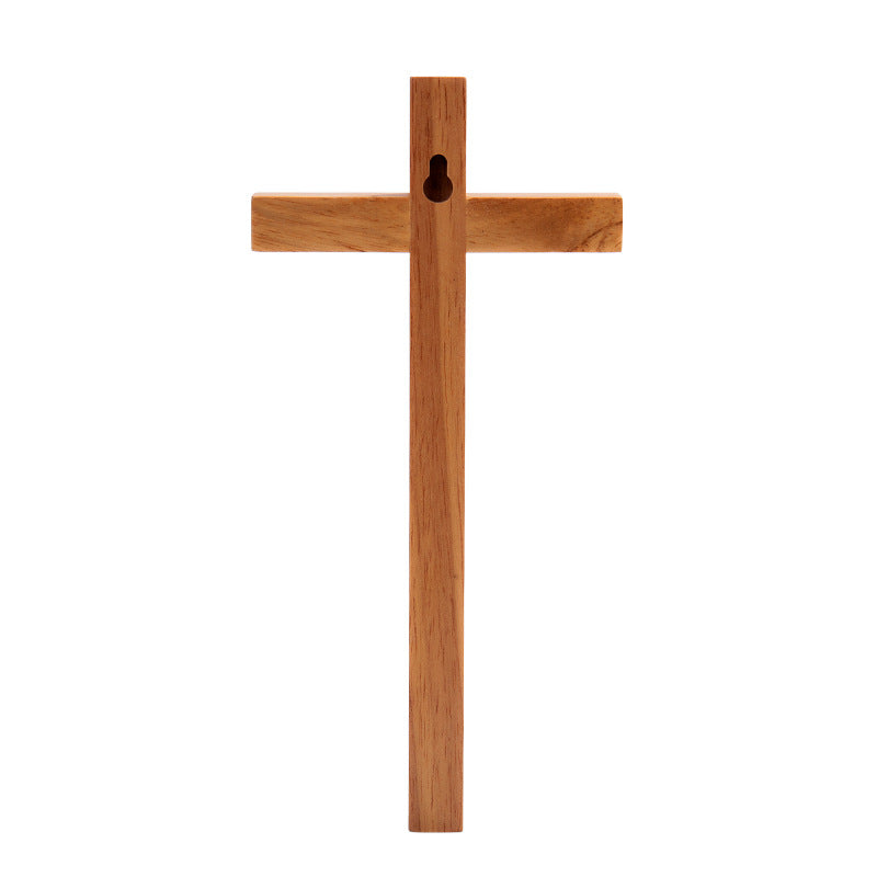 Minimalist oak cross decor for home or office