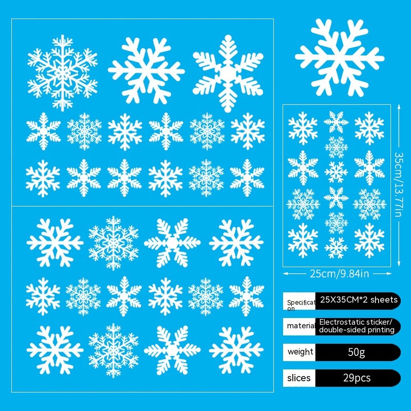 Pure white snowflake static window stickers creating elegant winter scene