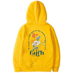 Casual faith hoodie in pink with printed Bible verse design