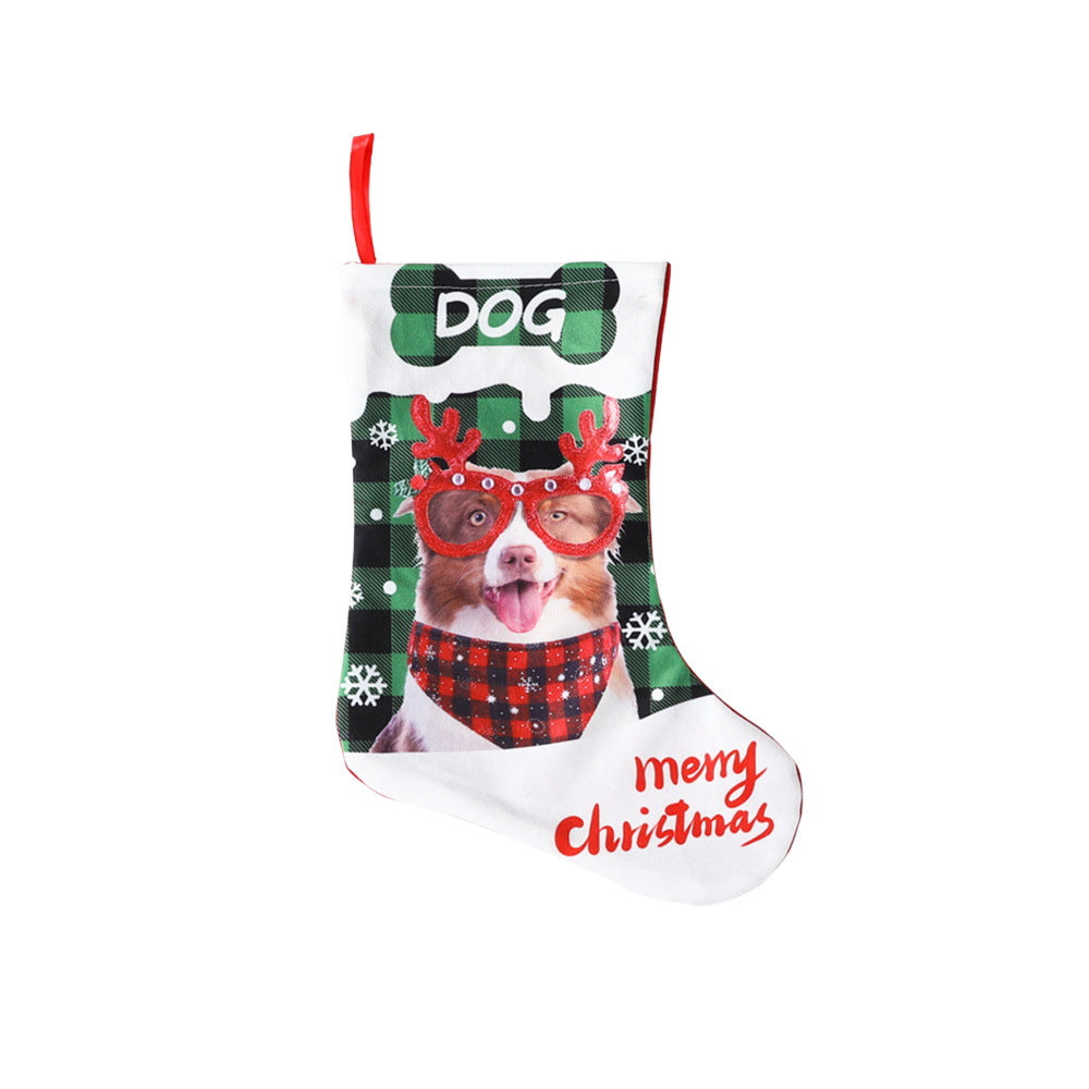 Blue and black plaid dog Christmas decoration showcasing classic pet imagery in country farmhouse style