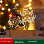 Close-up of clear acrylic night light with warm LED glow for Christmas season