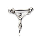 Jesus milk nipple ring with stainless steel ball end close-up