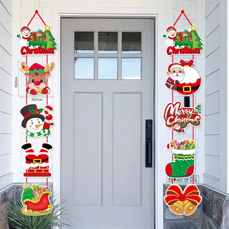 Paper hanging ornament pair with Christmas cartoon scene