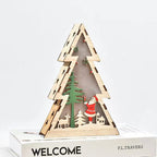 Wooden Christmas triangle ornament with gentle illumination for Christmas decorating