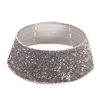 Silver gray sequin Christmas tree skirt showcasing festive holiday design