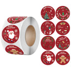 Roll of circular kraft paper Christmas stickers for holiday gift wrapping