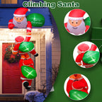 Merry Christmas inflatable boards displayed alongside Santa Claus decoration