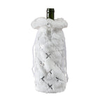 Festive wine bottle cover with diamond plaid and snowflake accents