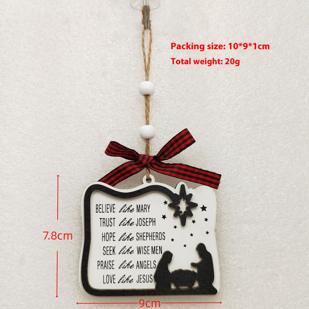 Wooden Christmas Pendant - Faith Tree Ornament - Christian Jewelry