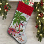 Cloth Christmas stocking with flamingo design