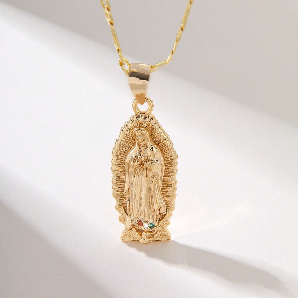 Jesus necklace gold color geometric pendant chain