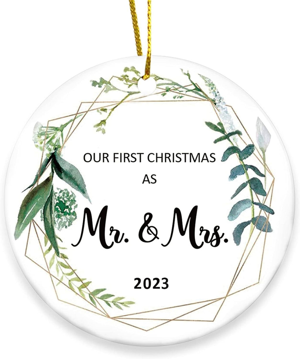 Close-up of round wooden Christmas hanging decoration with hanging string