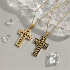 Gold-white tone cross pendant necklace for women by Jesus Loves