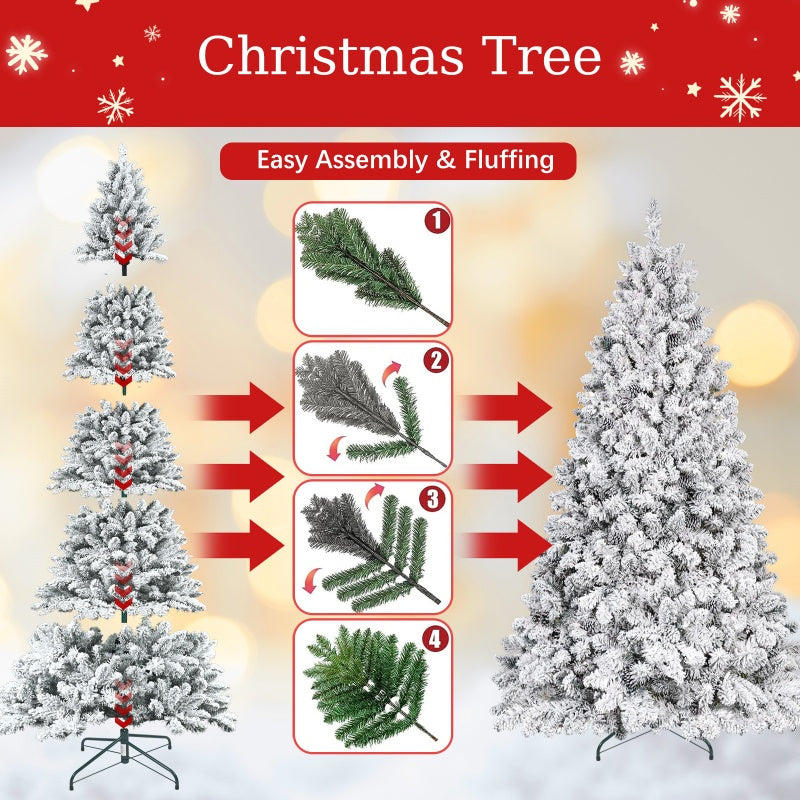 Stacked flocked Christmas tree showing branch fullness and tip density