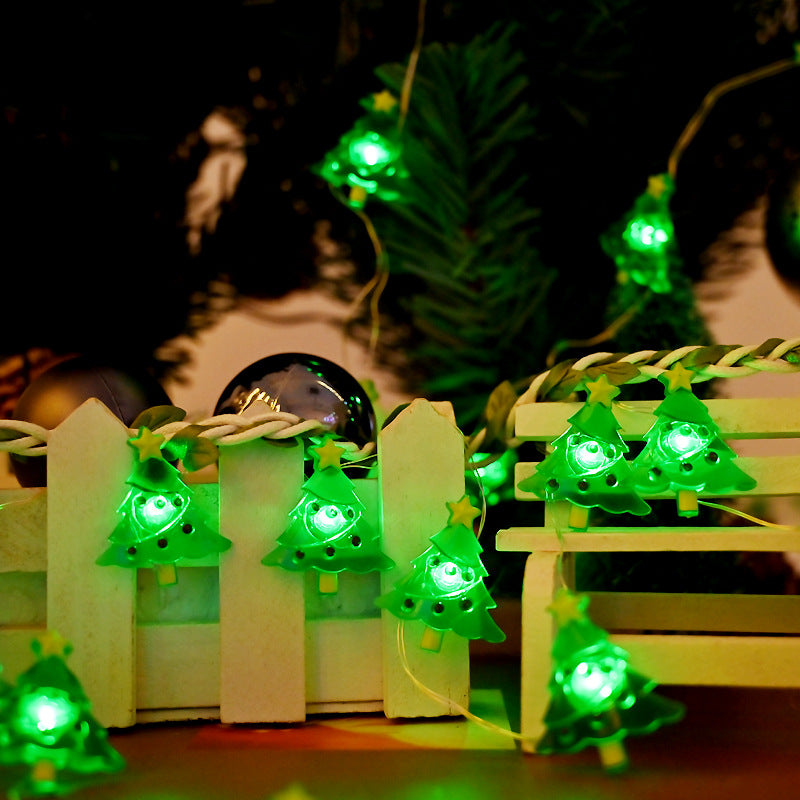 5 meter green LED Christmas lights draped decoratively