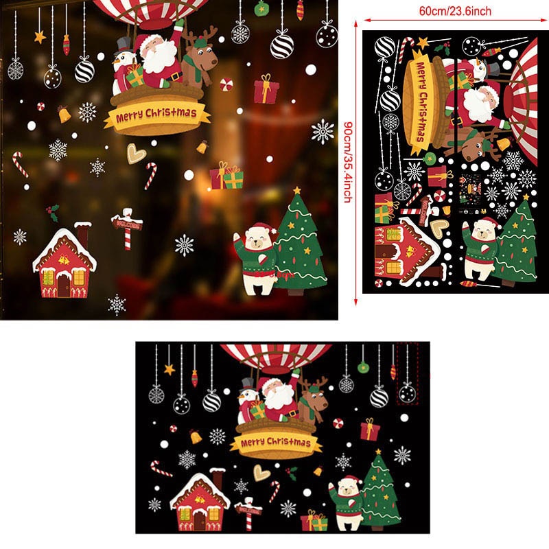Christmas Day window decoration applied to glass window in living room
