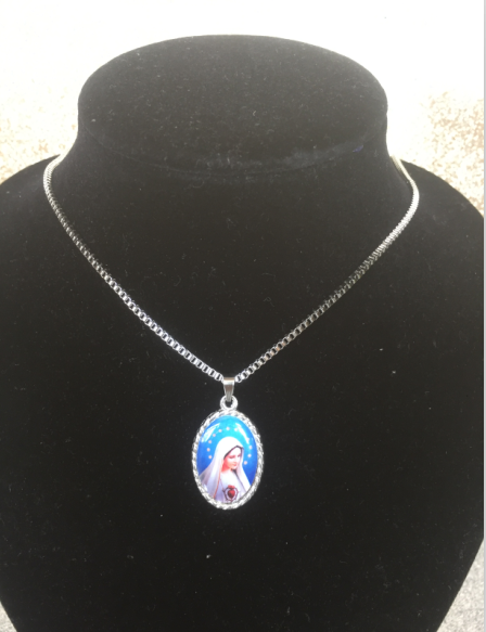 Sacred Heart Holy Family Pendant Necklace - Christian Jewelry