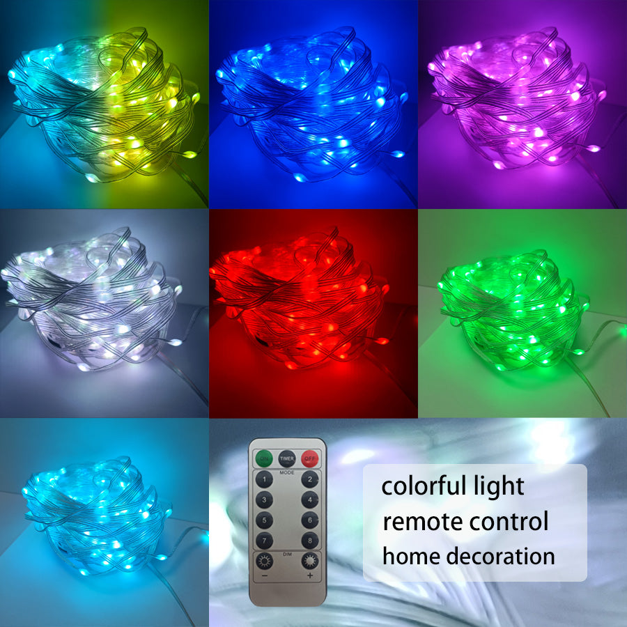 Multi-color LED Christmas light strings arranged in festive pattern - Christmas lights - celebration