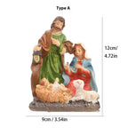 Set of nativity resin craft ornaments in Christmas gift setting