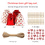 Gilded cloth Christmas gift bags laid out showing various red designs