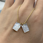Elegant mother pearl Virgin Mary pendant with alloy box chain