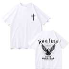 Faith over fear dove graphic t-shirt front view in white