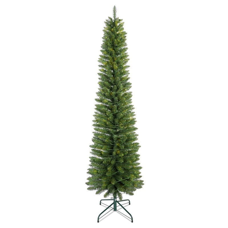 Close-up of green PVC Christmas tree branches with natural tips