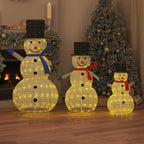Warm white illuminated snowman family set