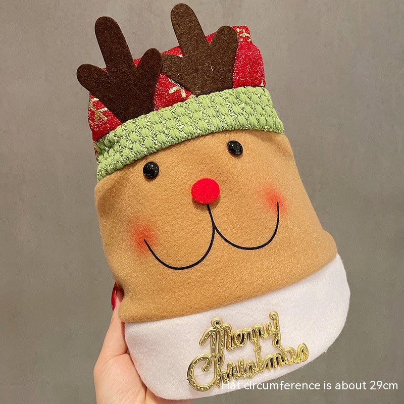 Knitted Santa Claus snowflake Christmas plush decoration hat for holiday home decor