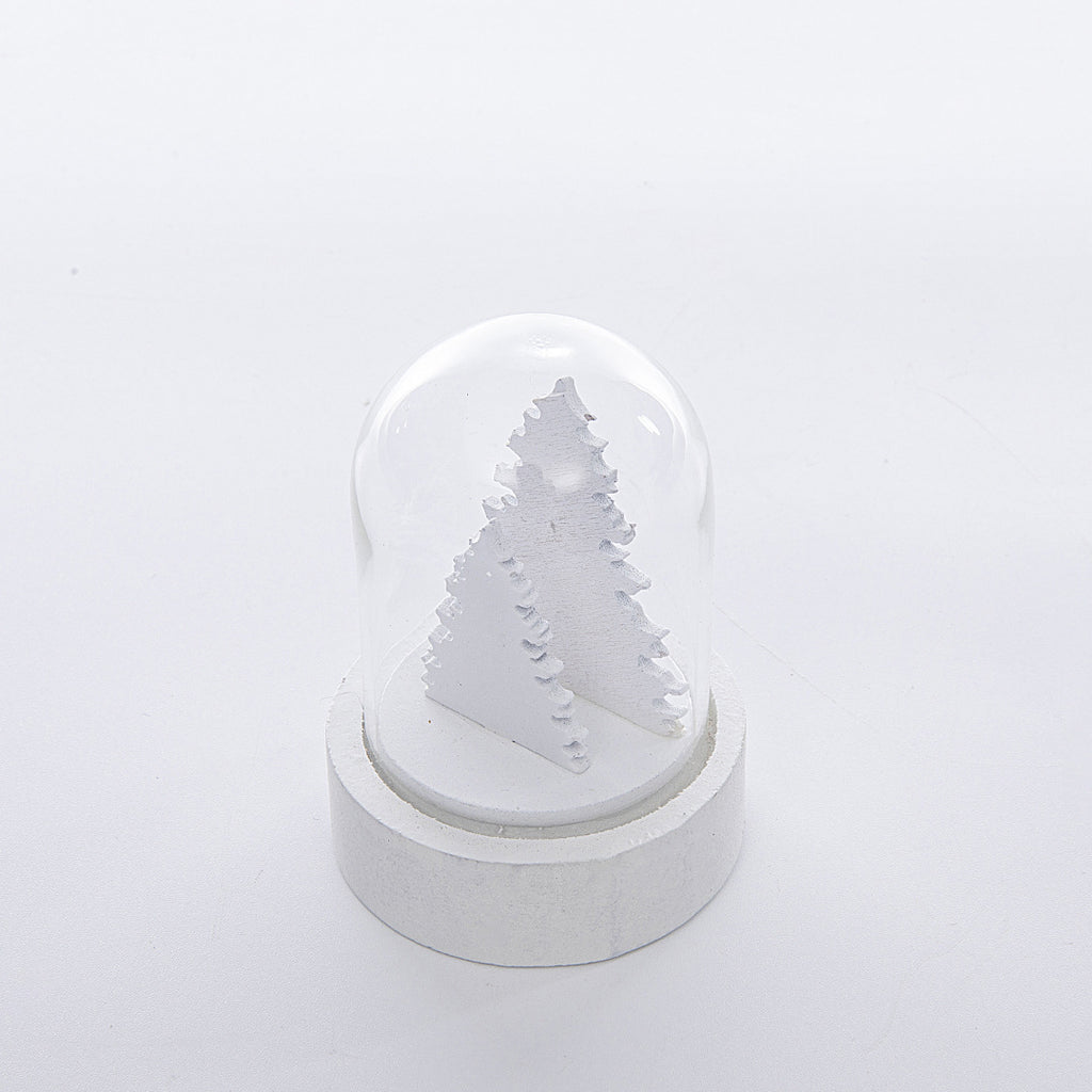Wooden Christmas tree ornament with warm holiday illumination