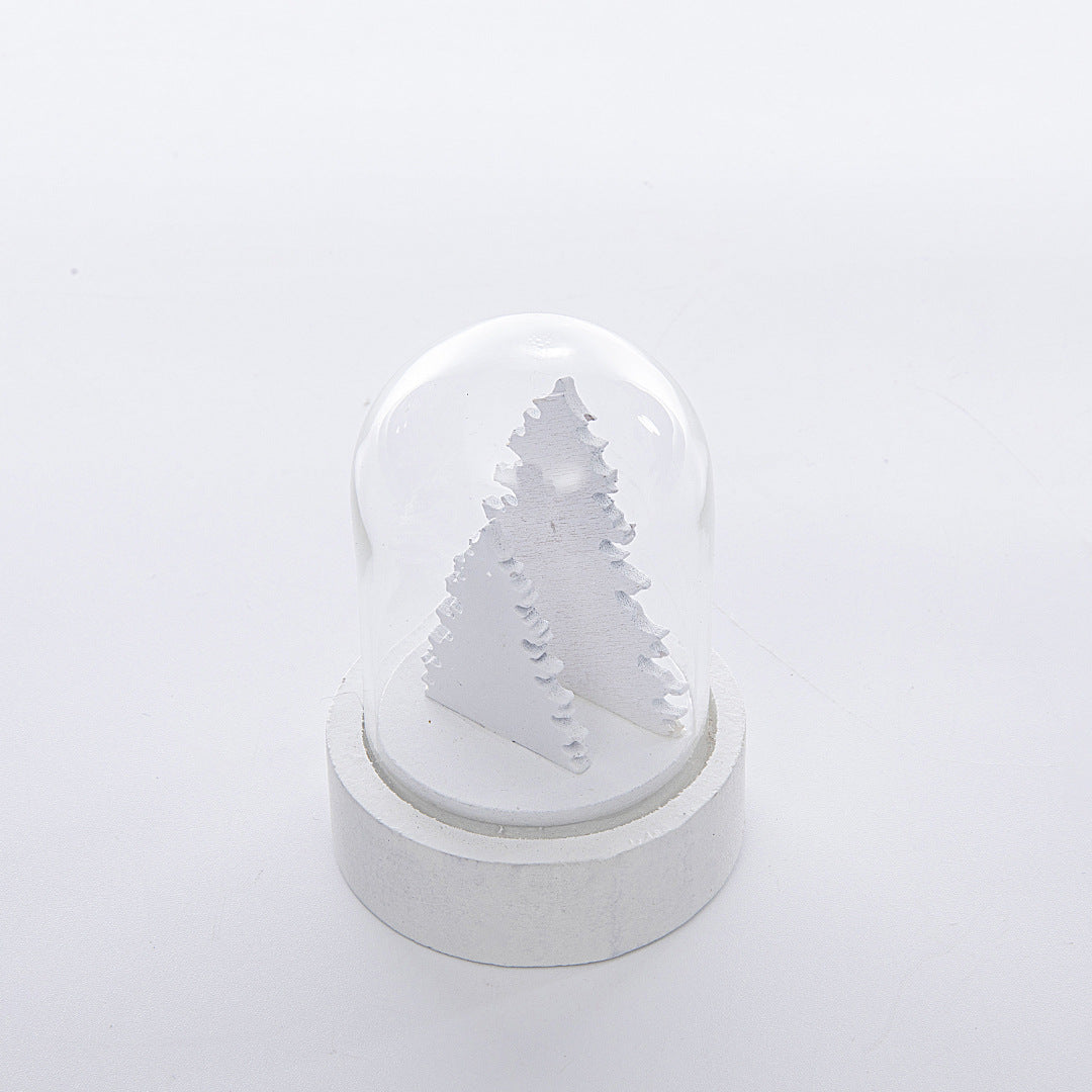 Wooden Christmas tree ornament with warm holiday illumination