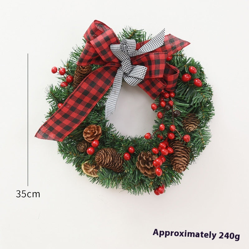 Christmas garland bow in American country style displayed as festive door decoration Main image