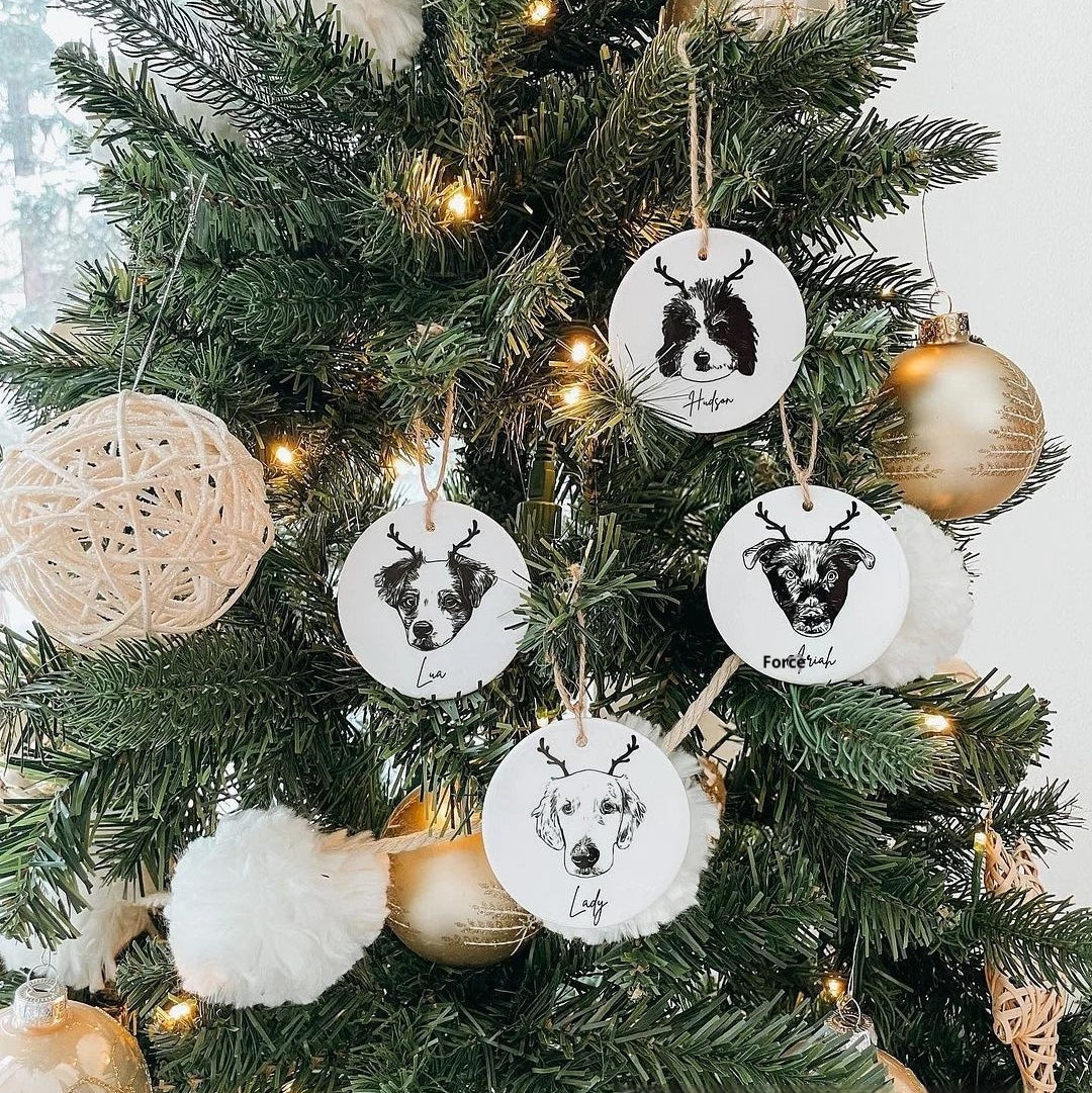 White Porcelain Pet Portrait Ornament Secondary image
