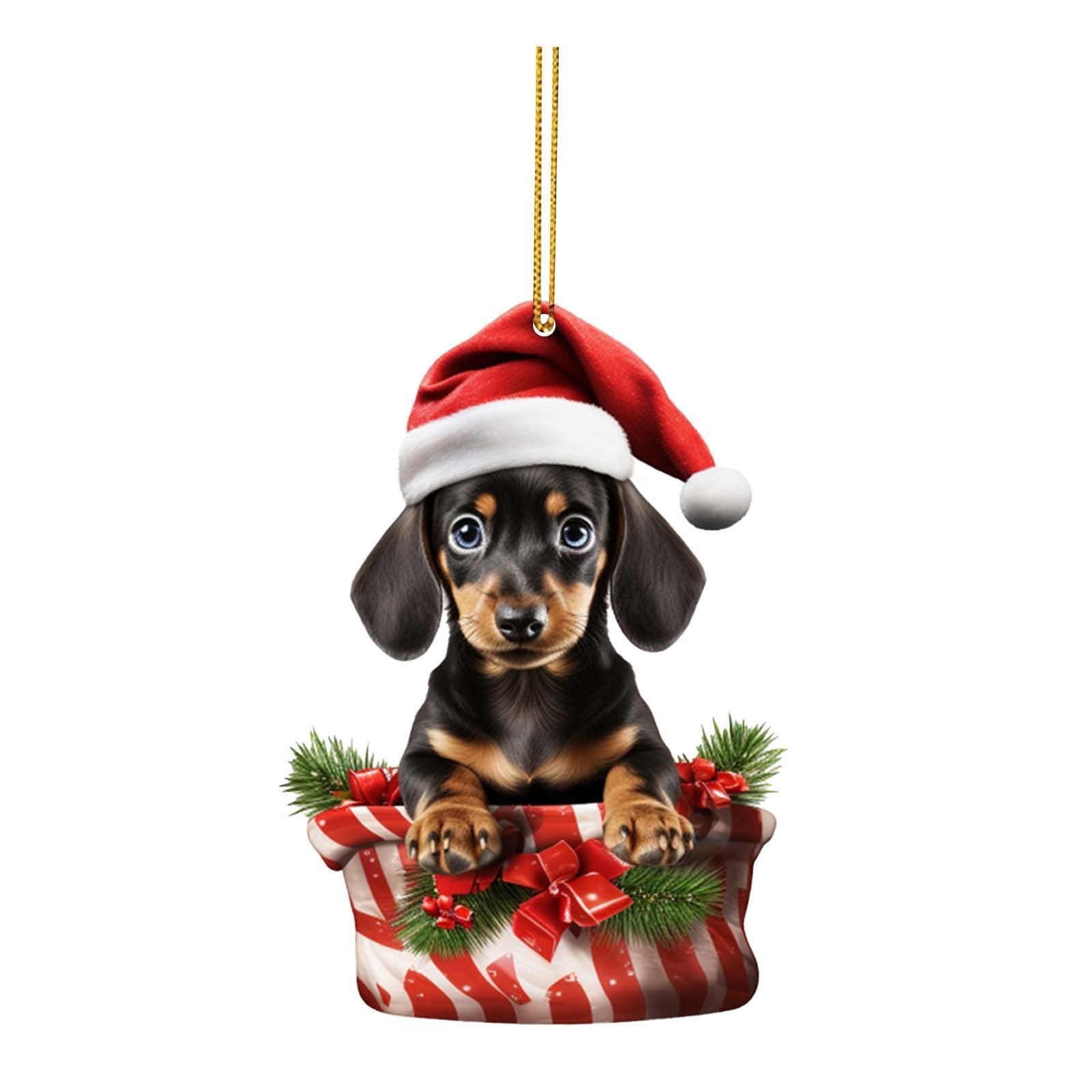 Cute Dog Christmas Tree Ornament - Puppy Flat Pendant Decoration Secondary image