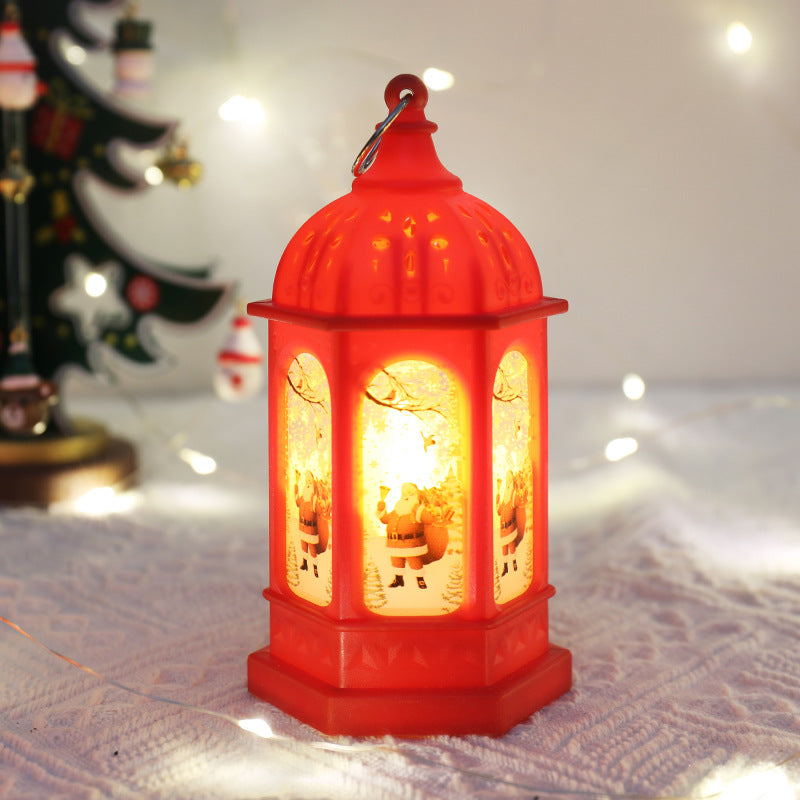 Close-up of Christmas night lamp ornament showing soft glow effect