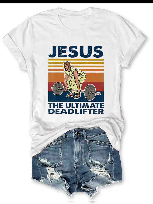 Jesus t-shirt front and back view on hanger
