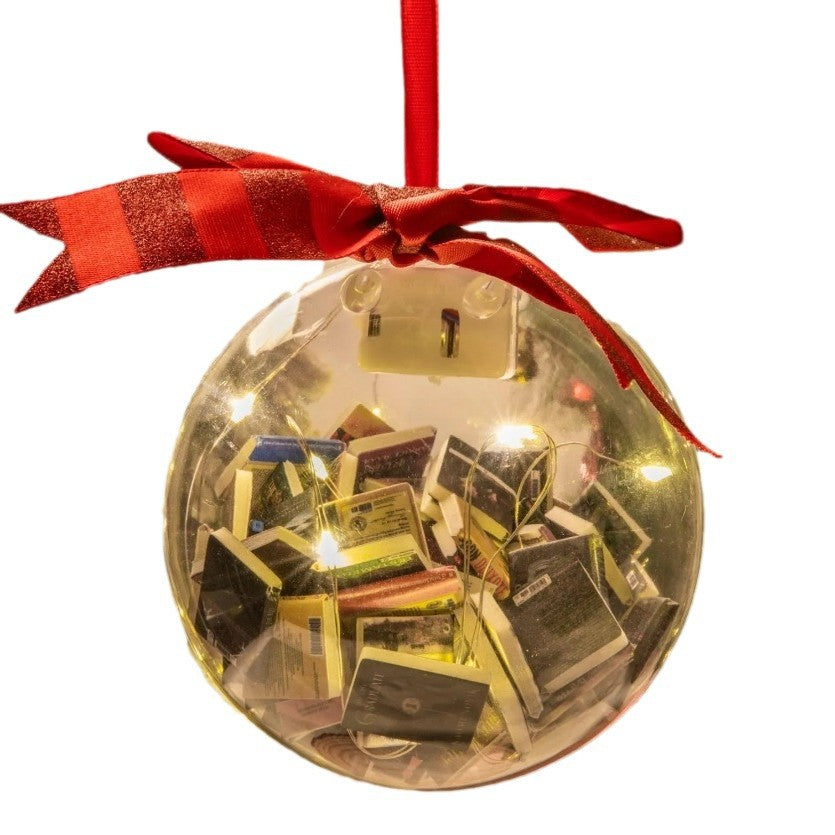 Book Filled Christmas Ball Ornament for holiday tree Main image