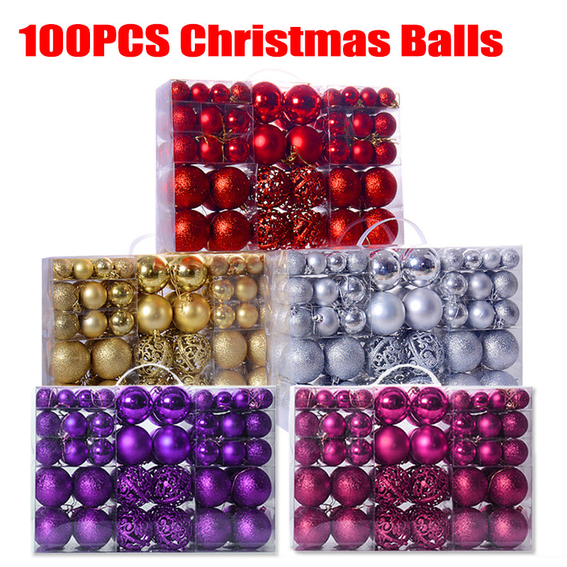 100-pack matte plastic Christmas balls for holiday tree decorating