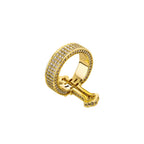 Silver cross ring with zircon inlay detail close-up