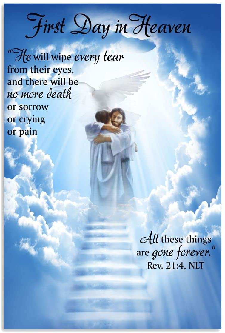 First Day In Heaven wall art displayed in a living room setting with soft lighting