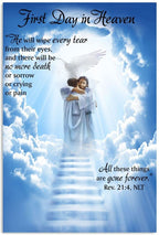First Day In Heaven wall art displayed in a living room setting with soft lighting