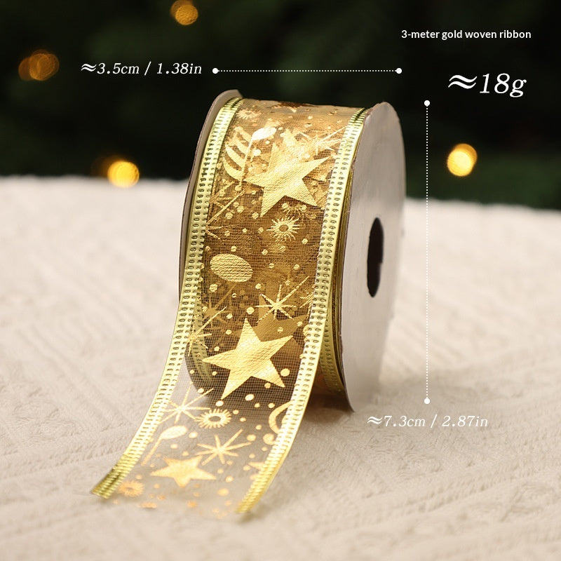 Christmas tree ribbon decoration in three festive colors